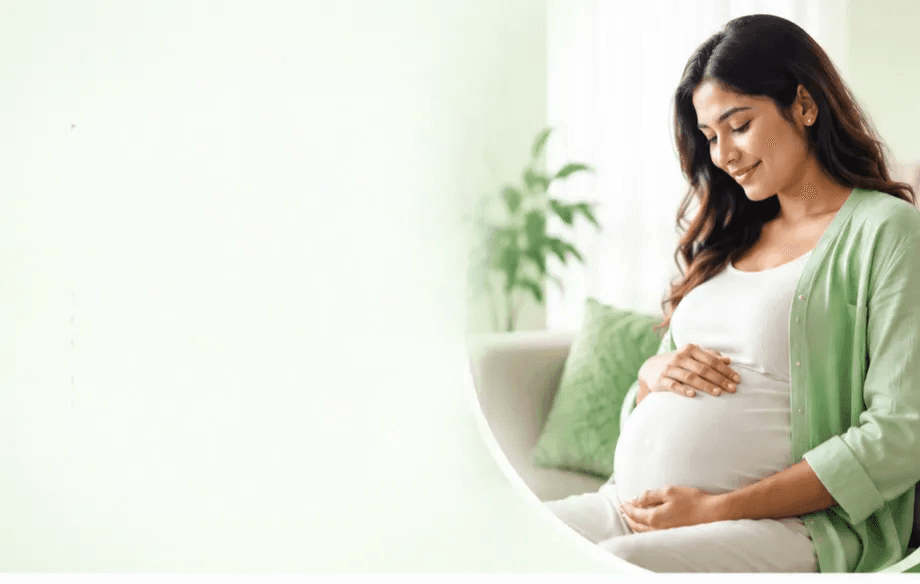 Pregnant woman in calm setting